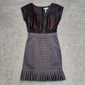 BCBGeneration Dress Womens 6 Gray Career Satin Business Pleated Mermaid Pencil